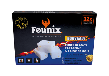 32 cubes blancs et laine de bois